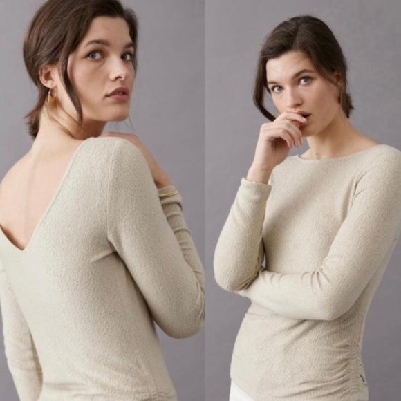 Anthropologie Saturday Sunday Rhea Boat-Neck Soft Plush Ruched Top Size M - Picture 12 of 15